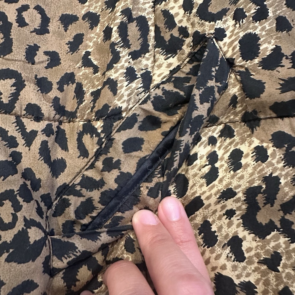 Glitzy Rags Vintage Leopard Print Puff Jacket Buttons Pockets USA Womens Size S - Picture 6 of 13